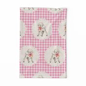 Spring Lambs on Light Pink Gingham Linen - large scale