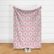 Spring Lambs on Light Pink Gingham Linen - large scale