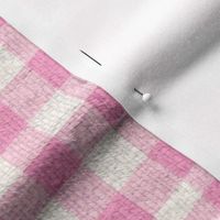 Spring Lamb on Light Pink Gingham Linen 18 inch square