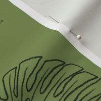 Tropical Leaf Outlines on Soft Green - Large