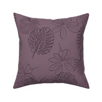 Tropical Leaf Outlines on Mauve - Large