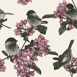 Chickadees & Cherry Blossoms