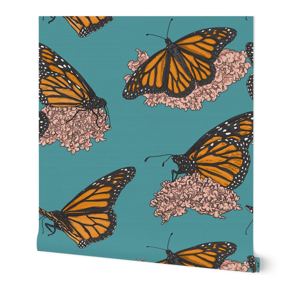 Monarch Butterflies on Milkweed Flowers