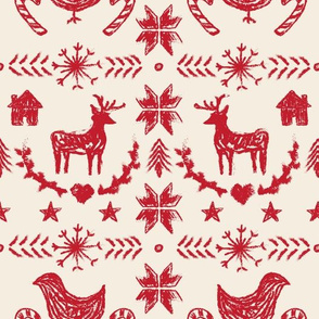 Red Rustic Nordic Holiday Pattern