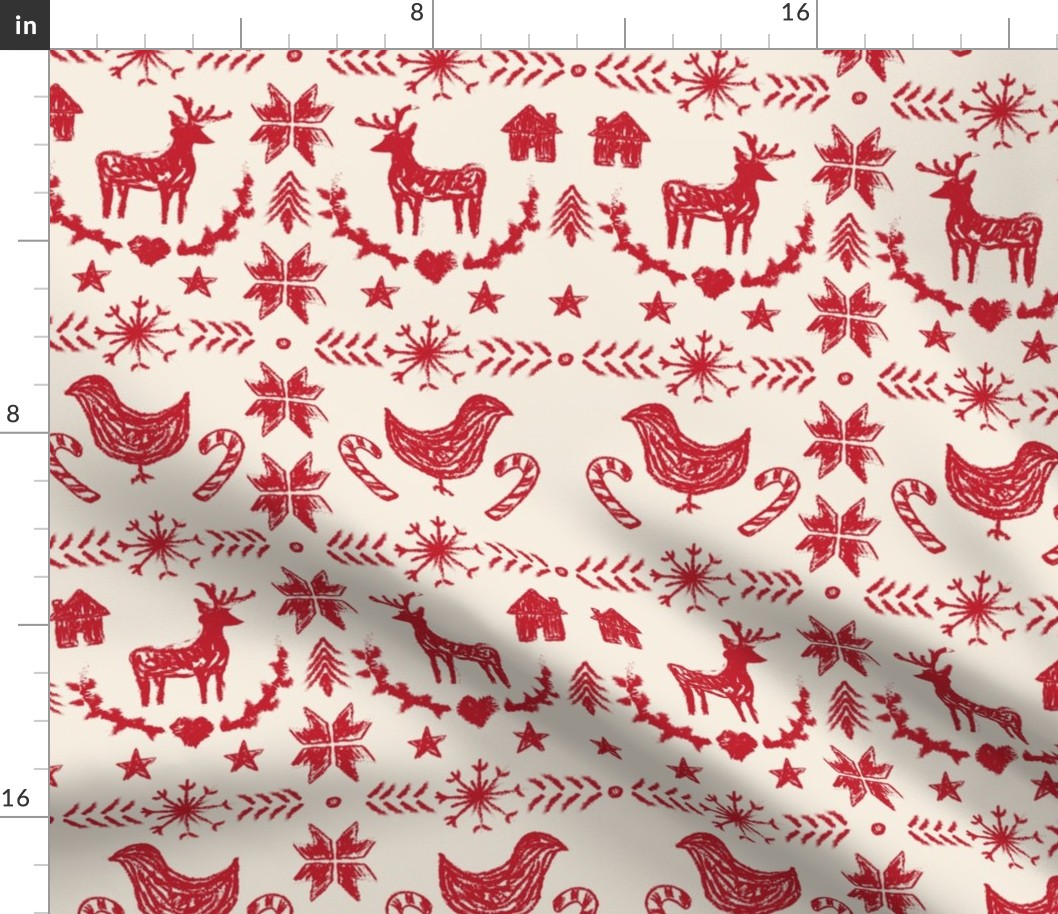 Red Rustic Nordic Holiday Pattern