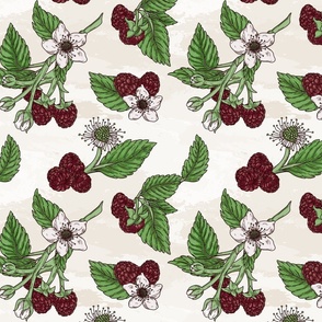 Cute Raspberry and Blossom Pattern