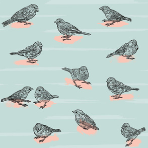 Retro 50s Sparrow Bird Pattern
