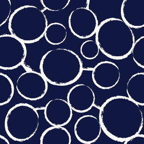Freehand Chalk Circles Navy Blue White