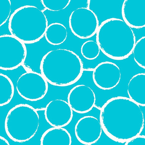 Freehand Chalk Circles Turquoise blue White 