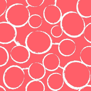 Freehand Chalk Circles Coral Red White 