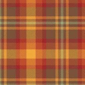 Burnt Butterscotch Plaid Brown and Orange with dash of Sage Green