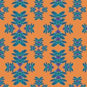 Blueberries medallions orange background