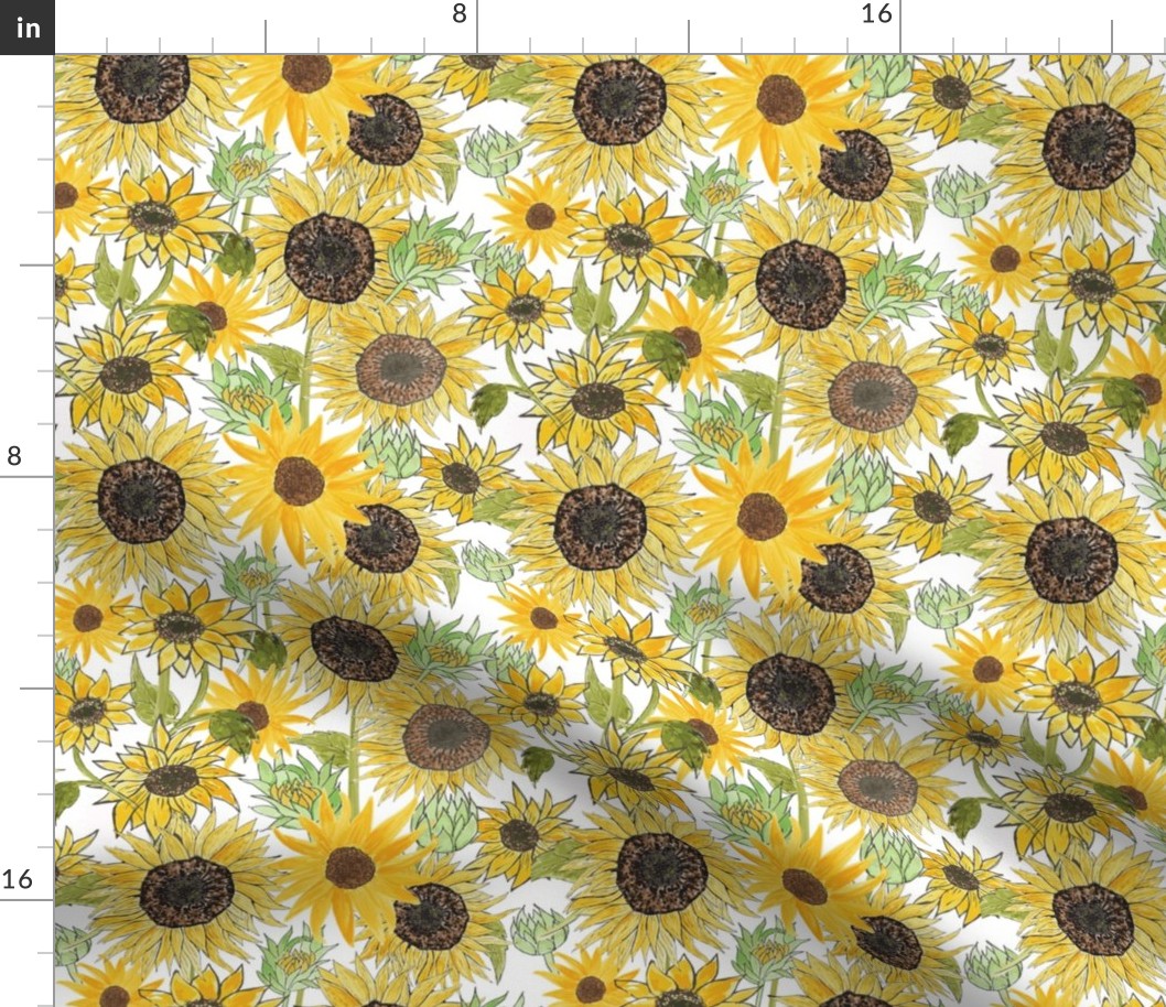 sunflower pattern Fabric