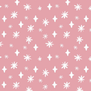 Boho Stars Pink & White 