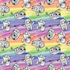 Watercolor Rainbow Sloths