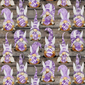 Purple Bunny Gnomes on Barnwood - medium scale