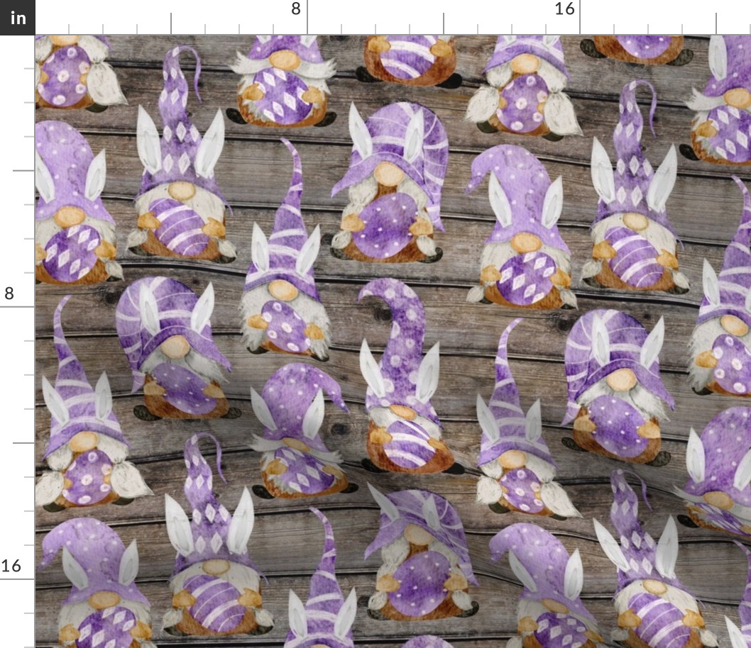 Purple Bunny Gnomes on Barnwood - medium scale