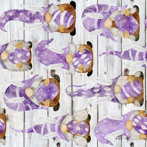 Purple Bunny Gnomes on Shiplap Rotated - large scale