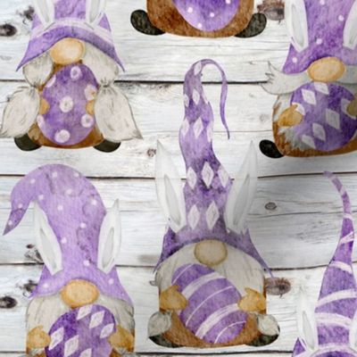 Purple Bunny Gnomes on Shiplap - MEDIUM SCALE