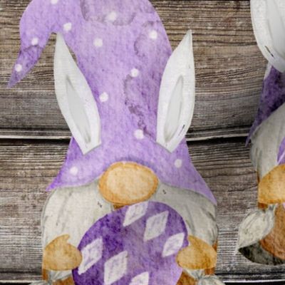 Purple Bunny Gnomes on Barnwood - large scale
