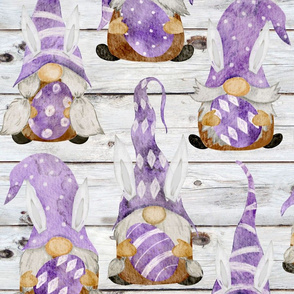 Purple Bunny Gnomes on Shiplap - large scale