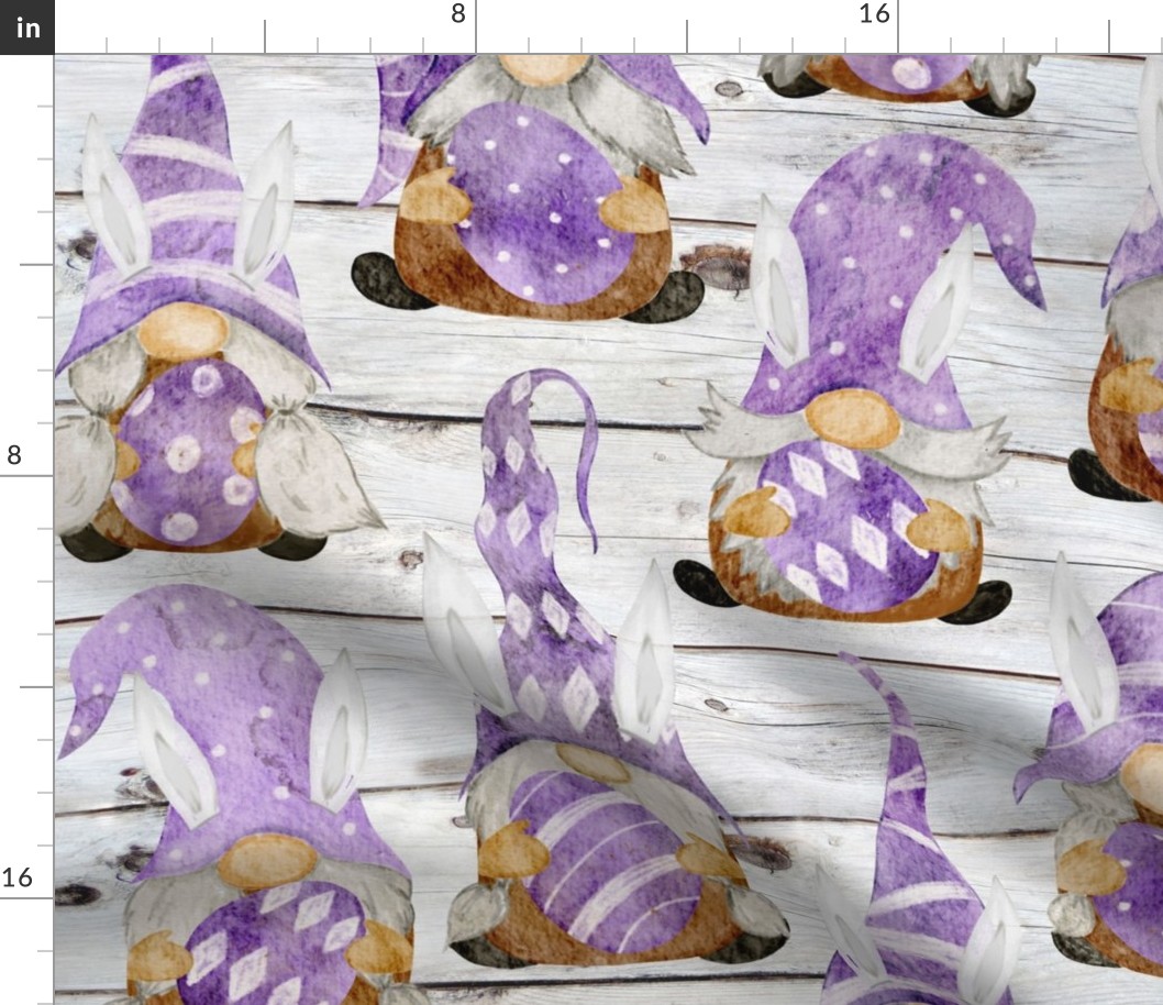 Purple Bunny Gnomes on Shiplap - large scale