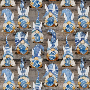 Blue Bunny Gnomes on Barnwood - medium scale