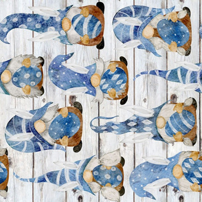 Blue Bunny Gnomes on Shiplap Rotated - large scale