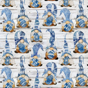 Blue Bunny Gnomes on Shiplap - medium scale
