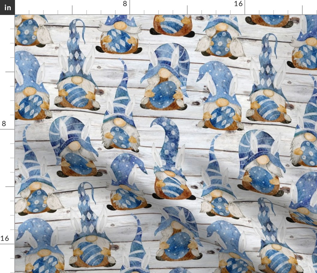 Blue Bunny Gnomes on Shiplap - medium scale