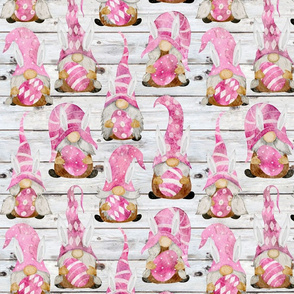 Pink Bunny Gnomes on Shiplap - medium scale