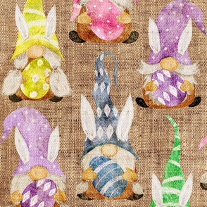 Bunny Gnome Assortment on Burlap - large scale