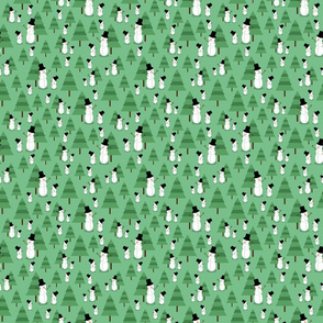 Snowmen small light green background