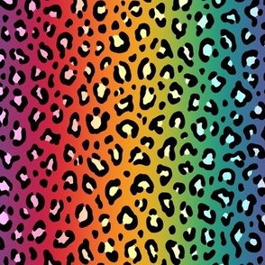 ★ RAINBOW LEOPARD PRINT ★ Vertical Gradient + Pastels and Black / Small Scale / Collection : Leopard spots – Punk Rock Animal Prints