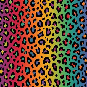 ★ RAINBOW LEOPARD PRINT ★ Vertical Gradient + Black / Small Scale / Collection : Leopard spots – Punk Rock Animal Prints