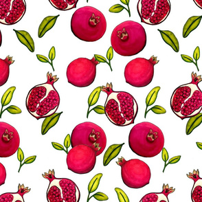 Pomegranates - White Background