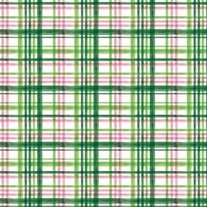 (extra small scale) Irish Plaid - Watercolor with pink - St Patricks Day C20BS