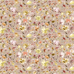 Flower buds Neutral floral watercolor Beige Sand Small