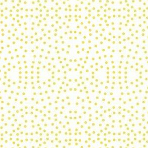 Dotty Eyelet Lace of  Yellow on Icy Cream - Small Scale