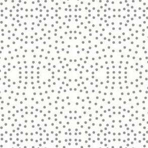 Dotty Eyelet Lace of Ultimate Grey on Icy Cream - Small Scale