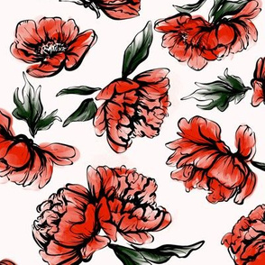Watercolor Red roses  