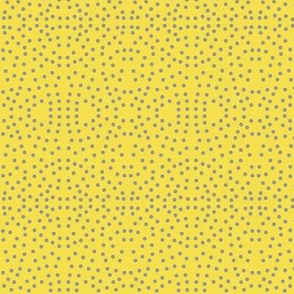 Dotty Eyelet Lace of Ultimate Grey on Yellow - Small Scale