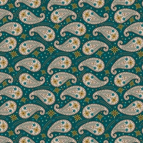 Paisley Floral on Dark Teal