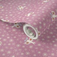 m - birds on mauve pink - Nr.5. Coordinate for Peaceful Forest - 15"x 7.5" as fabric / 12"x 6" as wallpaper 