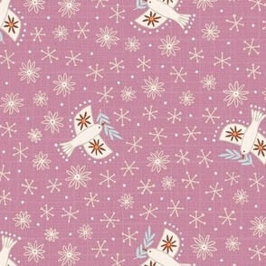 m - birds on mauve pink - Nr.5. Coordinate for Peaceful Forest - 15"x 7.5" as fabric / 12"x 6" as wallpaper 