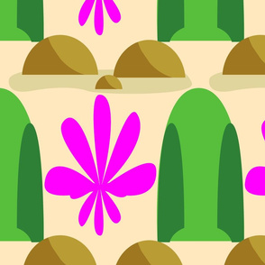 Cactus flower in the desert seamless pattern