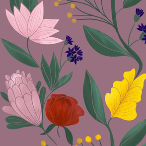Flowers around the world in mauve