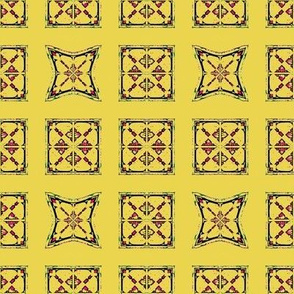 Stained Glass Mosaic Tiles - Mustard Background