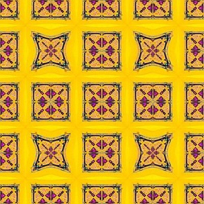 Stained Glass Mosaic Tiles on Yellow
