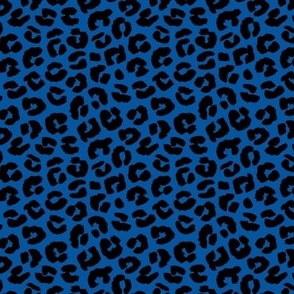 Fat leopard spots wild cat winter animal print black on navy blue